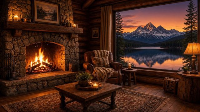 Fireplace at Dusk Lake